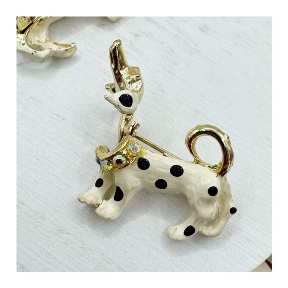 Vtg Nodder Dalmatian Dog Scatter Pins Enamel Mid Century 50s  Bobble Head Kitsch - Picture 5 of 12